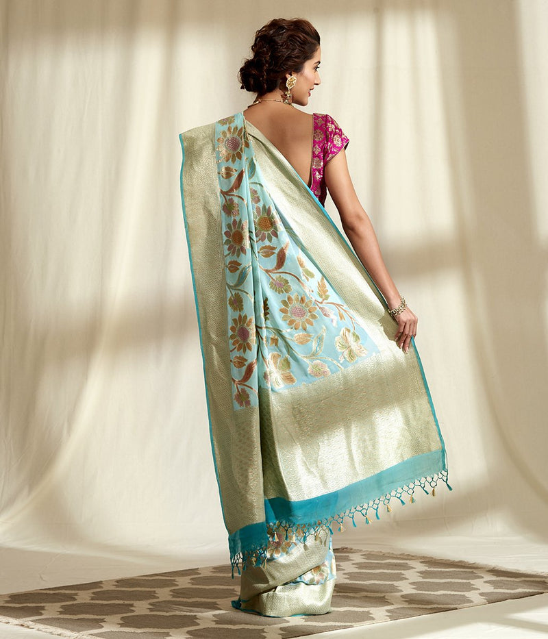 Khaddi Georgette Handloom Banarasi Saree - The Handlooms