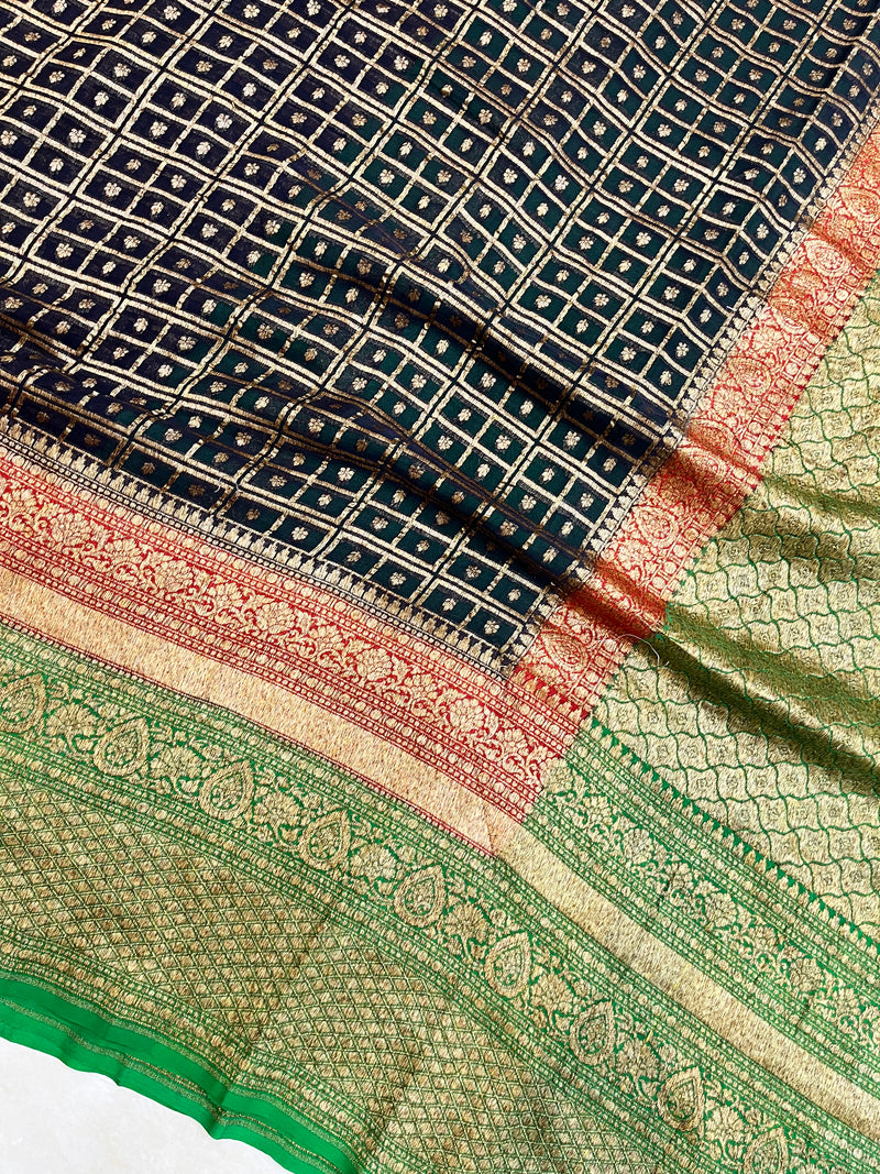Khaddi Georgette Banarasi Saree -  Antique zari - The Handlooms