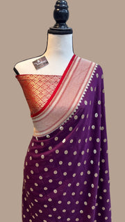 Khaddi Georgette Handloom Banarasi Saree - All over Jaal Work with meenakari - The Handlooms
