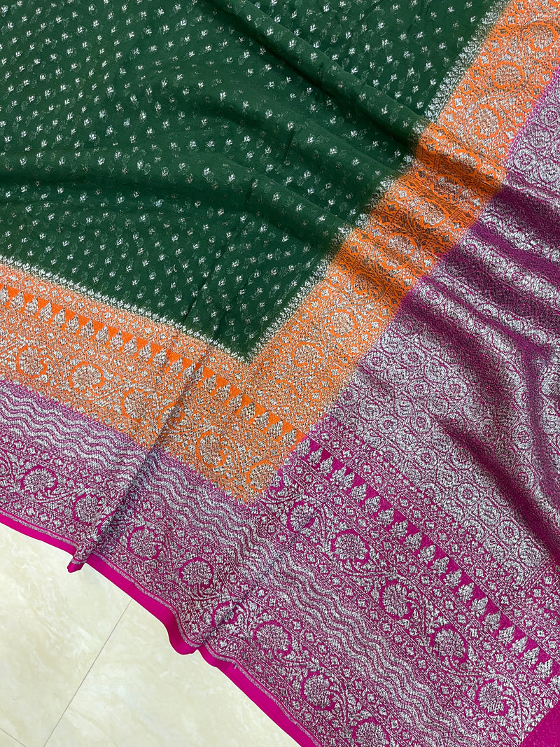 Khaddi Georgette Banarasi Saree -  Antique zari - The Handlooms