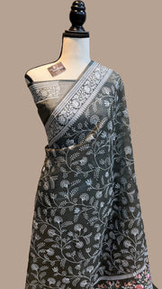Pure Organza Chikankari Handloom Banarasi Saree - The Handlooms
