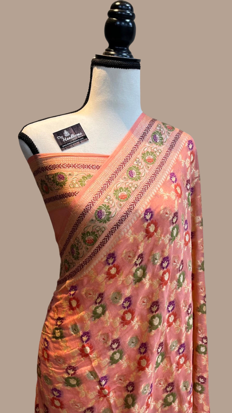 Pure Chiffon Khaddi Banarasi Saree - The Handlooms