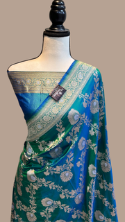 Pure Katan Silk Banarasi Handloom Saree - All over Sona Roopa Jaal work - The Handlooms
