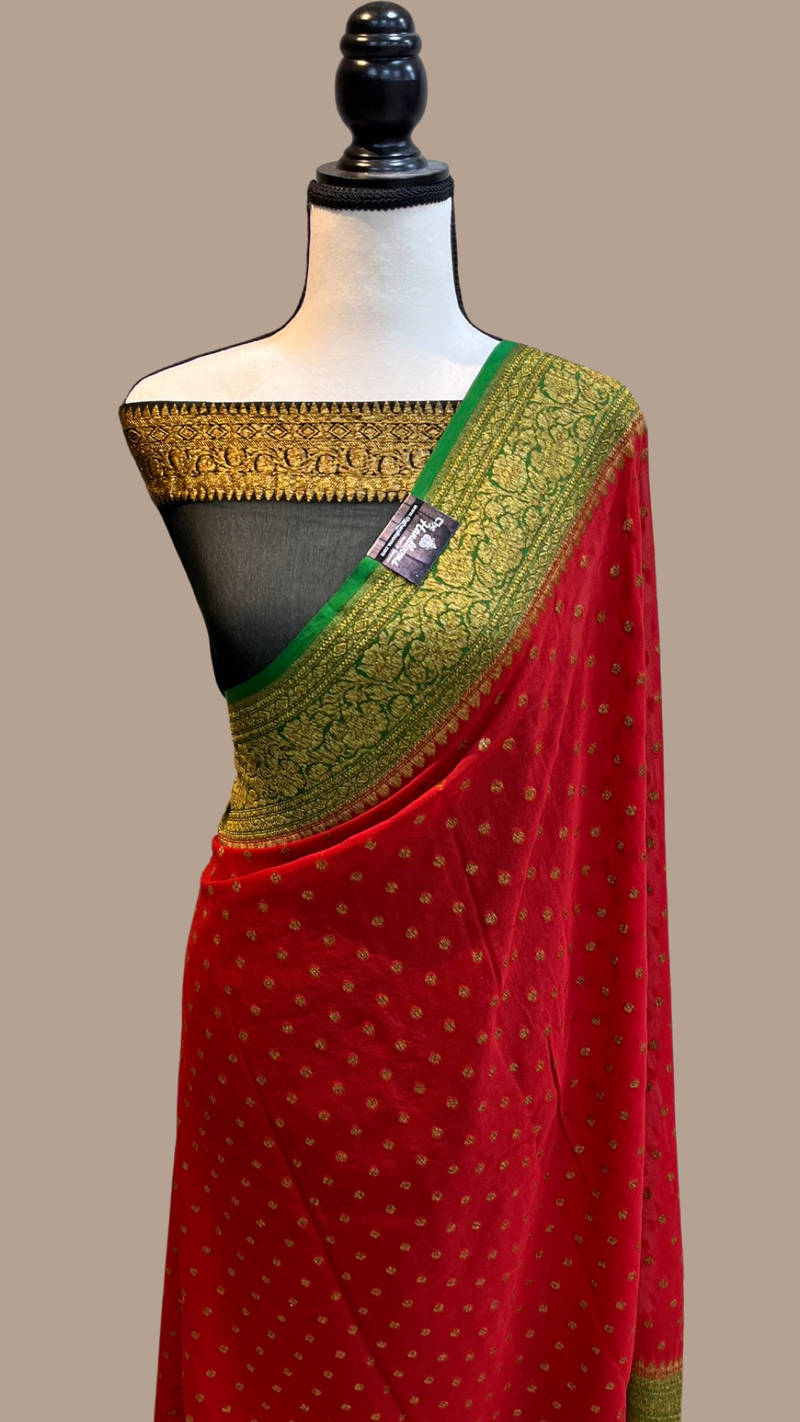 Khaddi Georgette Banarasi Saree -  Antique zari - The Handlooms