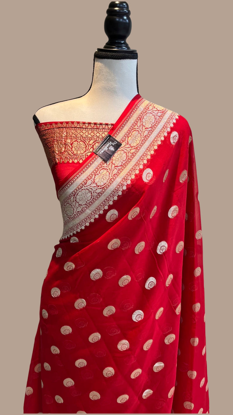 Khaddi Georgette Handloom Banarasi Saree - The Handlooms