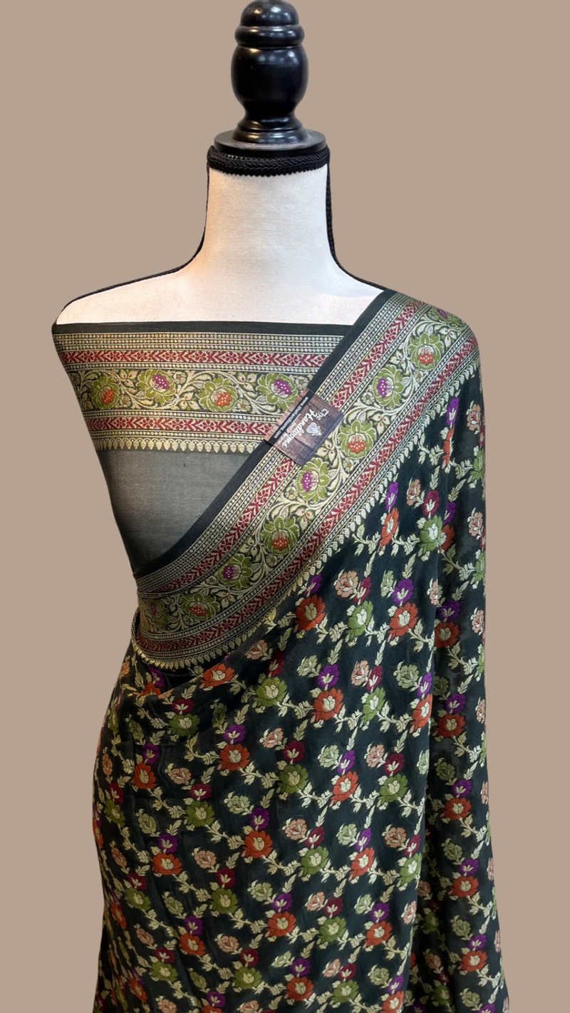 Pure Chiffon Khaddi Banarasi Saree - The Handlooms