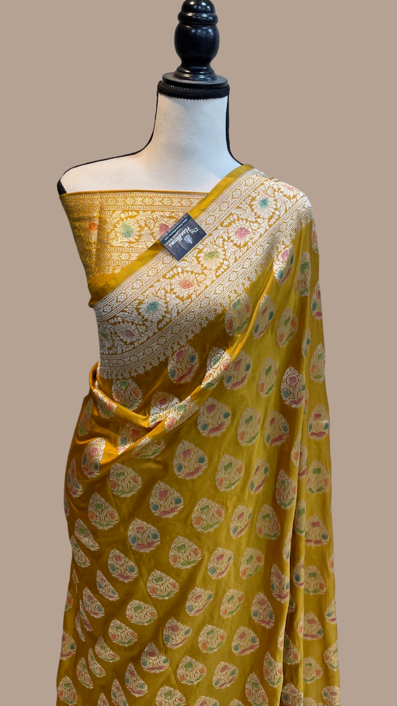 Pure Katan Silk Banarasi Handloom Saree - All Over Jaal Work - The Handlooms