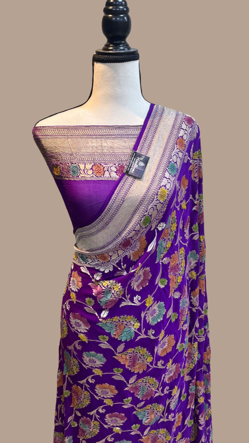 Khaddi Georgette Banarasi Saree - water zari - The Handlooms