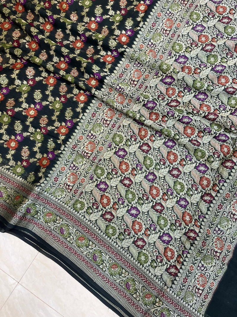 Pure Chiffon Khaddi Banarasi Saree - The Handlooms