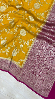 Pure Khaddi Georgette Dupatta - water zari - The Handlooms