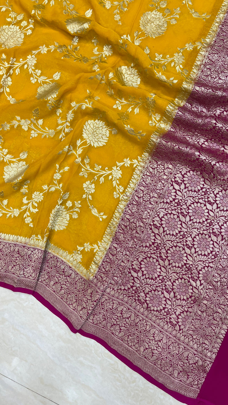 Pure Khaddi Georgette Dupatta - water zari - The Handlooms