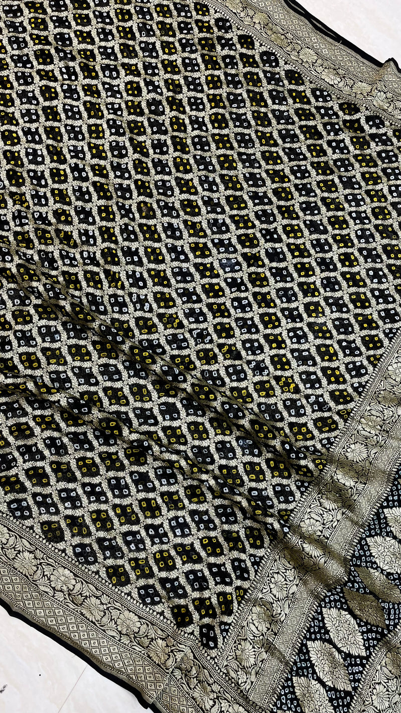 Pure Georgette Banarasi Bandhej Handloom Dupatta - The Handlooms