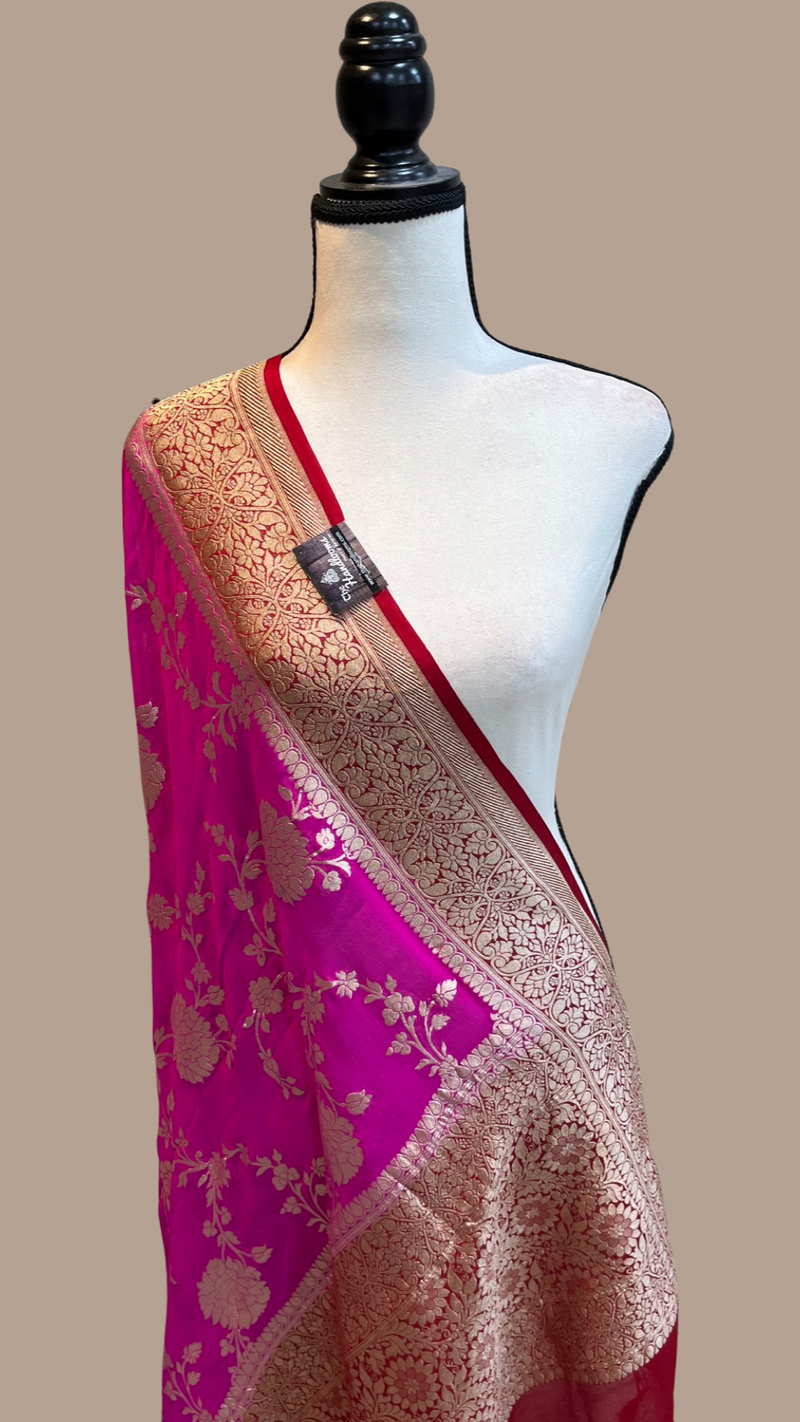 Pure Khaddi Georgette Dupatta - water zari - The Handlooms