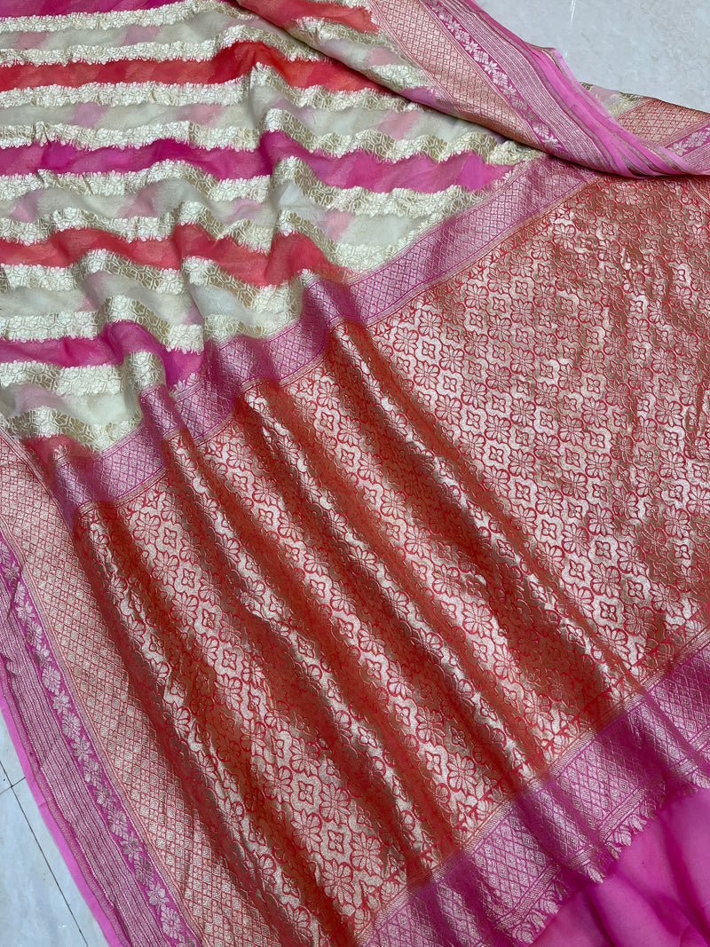 Khaddi Georgette Handloom Banarasi Saree - The Handlooms