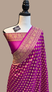 Khaddi Georgette Banarasi Saree -  Gold zari - The Handlooms