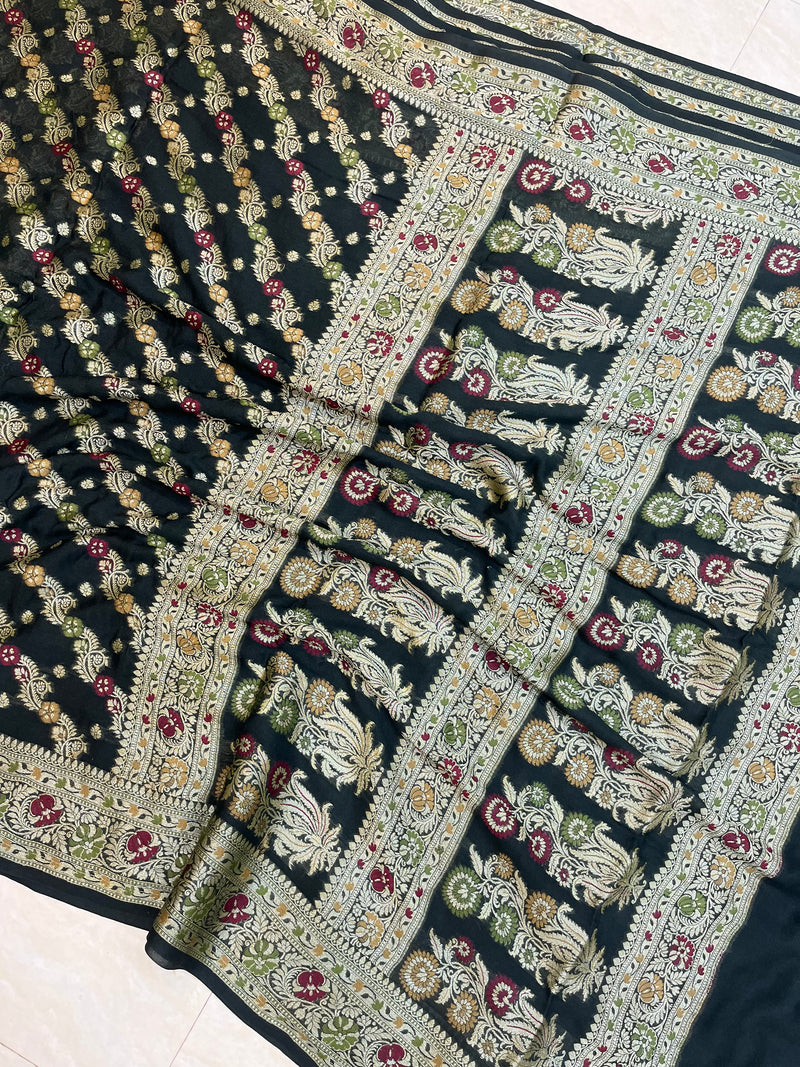 Pure Chiffon Khaddi Banarasi Saree - The Handlooms