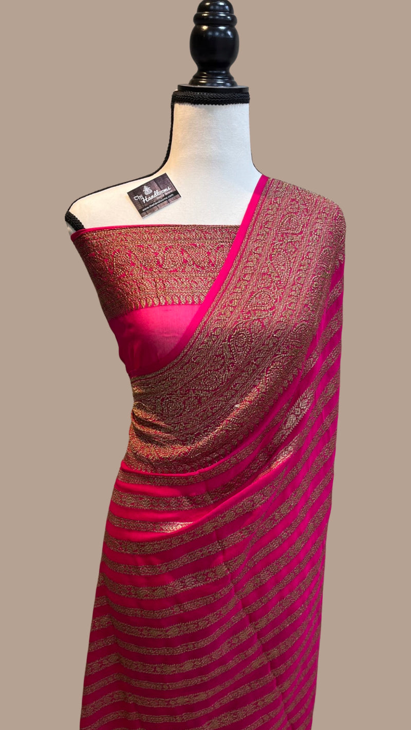 Khaddi Georgette Banarasi Saree -  Antique zari - The Handlooms