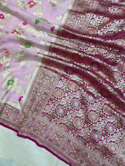 Khaddi Georgette Handloom Banarasi Saree - All over Jaal Work with meenakari - The Handlooms