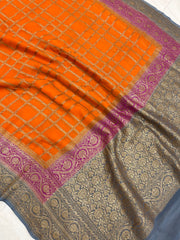 Khaddi Georgette Banarasi Saree -  Antique zari - The Handlooms