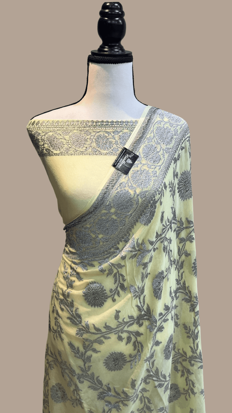 Khaddi Georgette Banarasi Saree -  Antique zari - The Handlooms