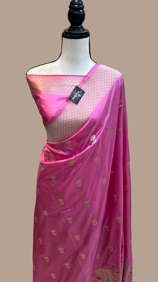 Pure Katan Silk Banarasi Handloom Saree - All over Kadua motifs with meenakari - The Handlooms