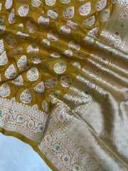 Pure Katan Silk Banarasi Handloom Saree - All Over Jaal Work - The Handlooms