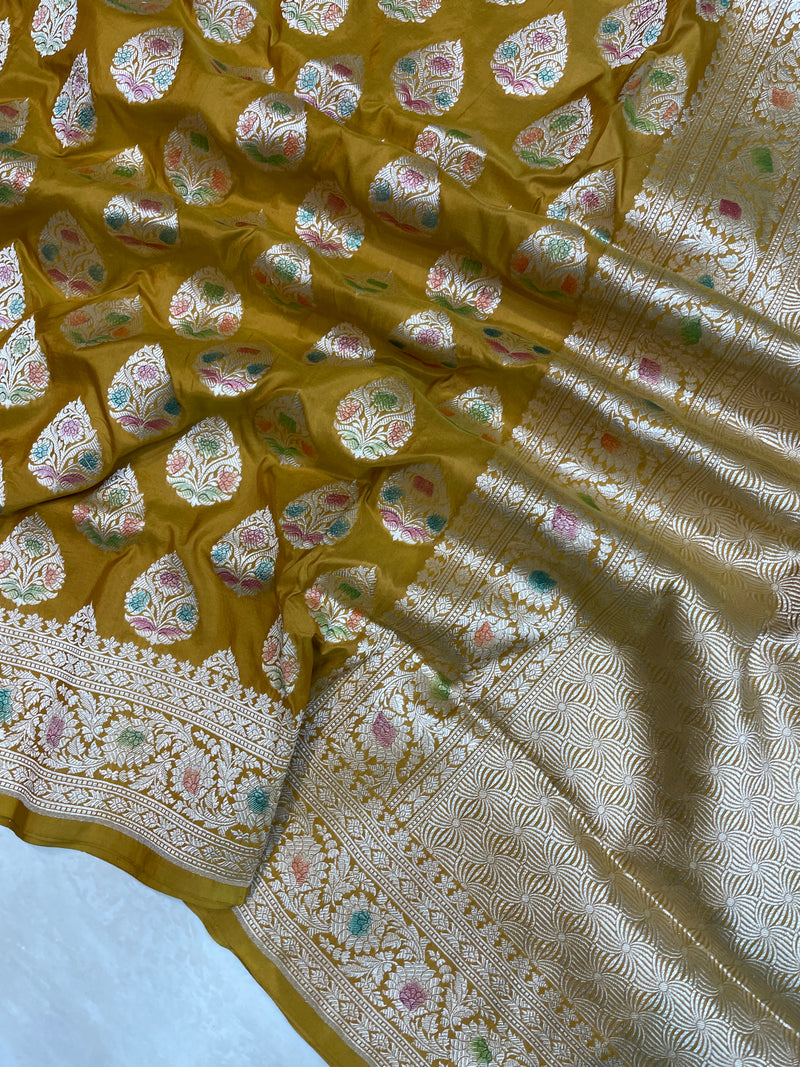 Pure Katan Silk Banarasi Handloom Saree - All Over Jaal Work - The Handlooms