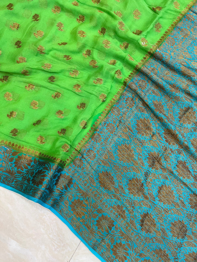 Pure Chiffon Khaddi Banarasi Saree - The Handlooms