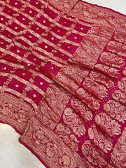Pure Georgette Banarasi Bandhej Handloom Saree - The Handlooms