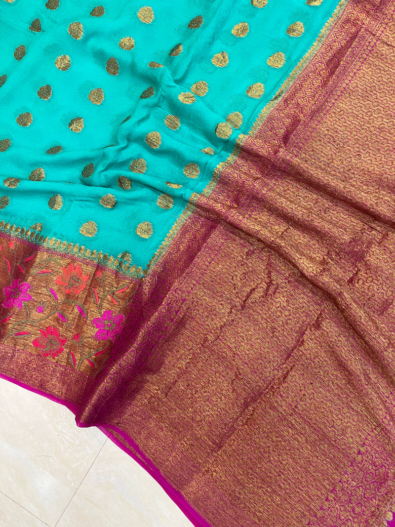 Pure Chiffon Khaddi Banarasi Saree - The Handlooms