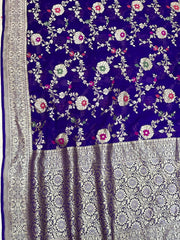 Khaddi Georgette Handloom Banarasi Saree - All over Jaal Work with meenakari - The Handlooms