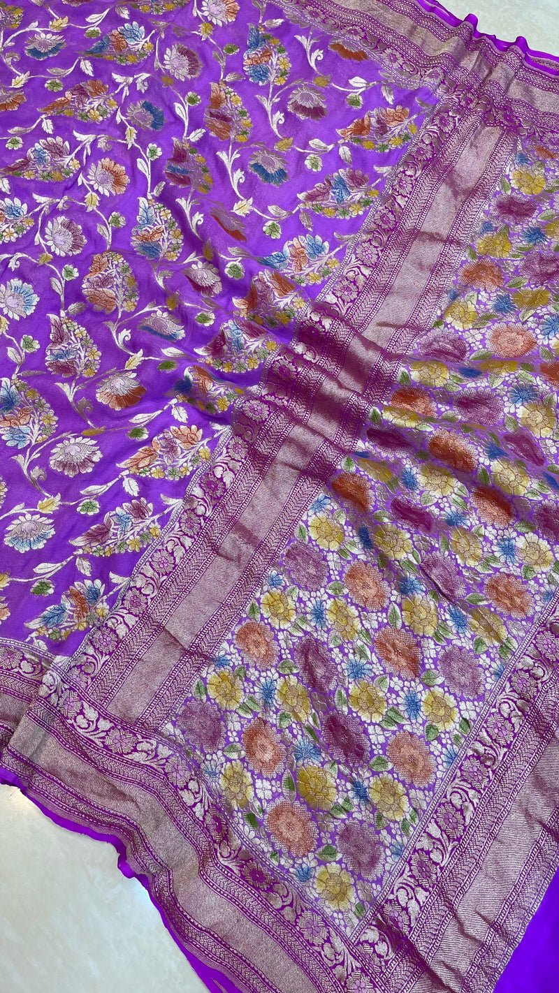 Khaddi Georgette Banarasi Saree - water zari - The Handlooms