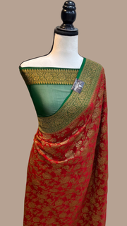 Khaddi Georgette Banarasi Saree -  Antique zari - The Handlooms