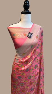 Khaddi Georgette Banarasi Saree - water zari - The Handlooms
