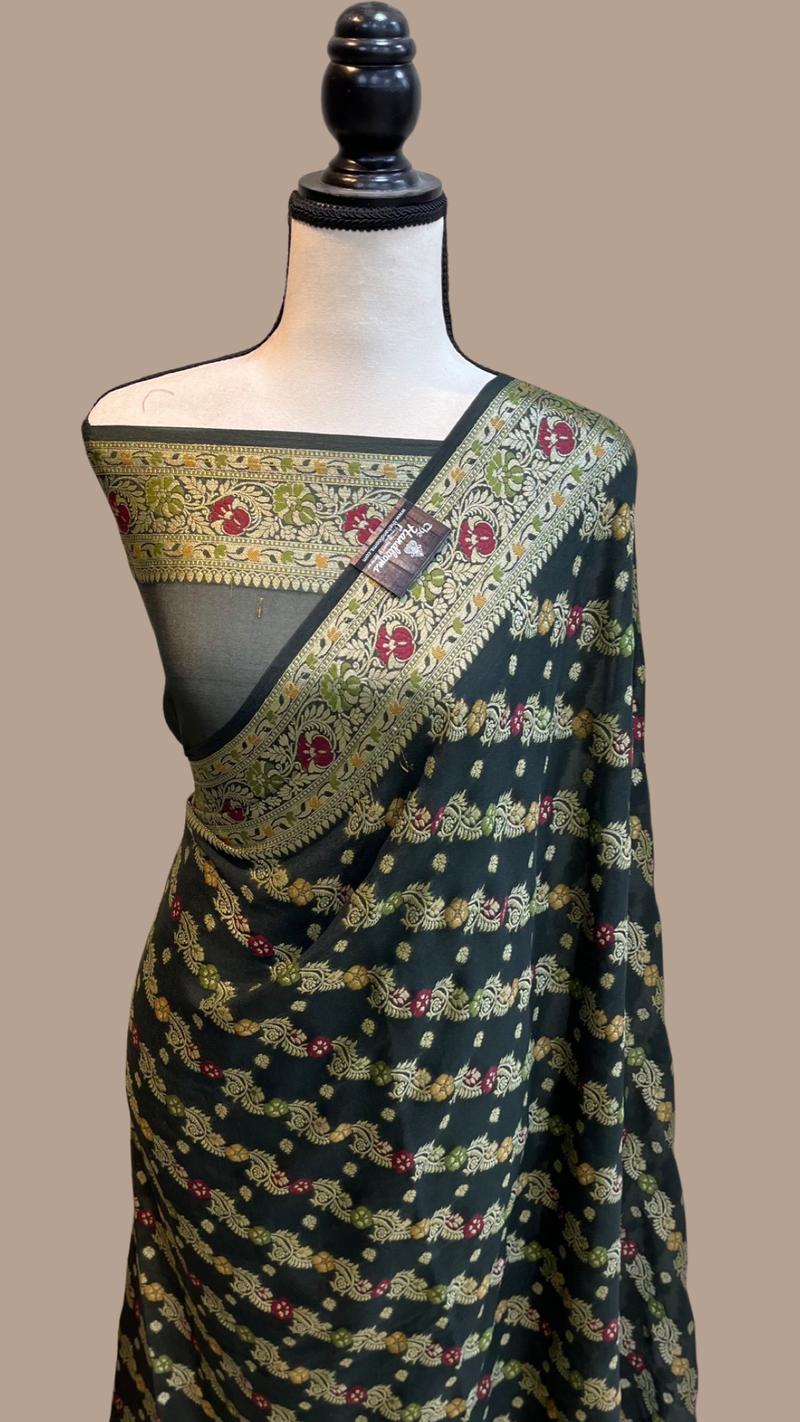 Pure Chiffon Khaddi Banarasi Saree - The Handlooms