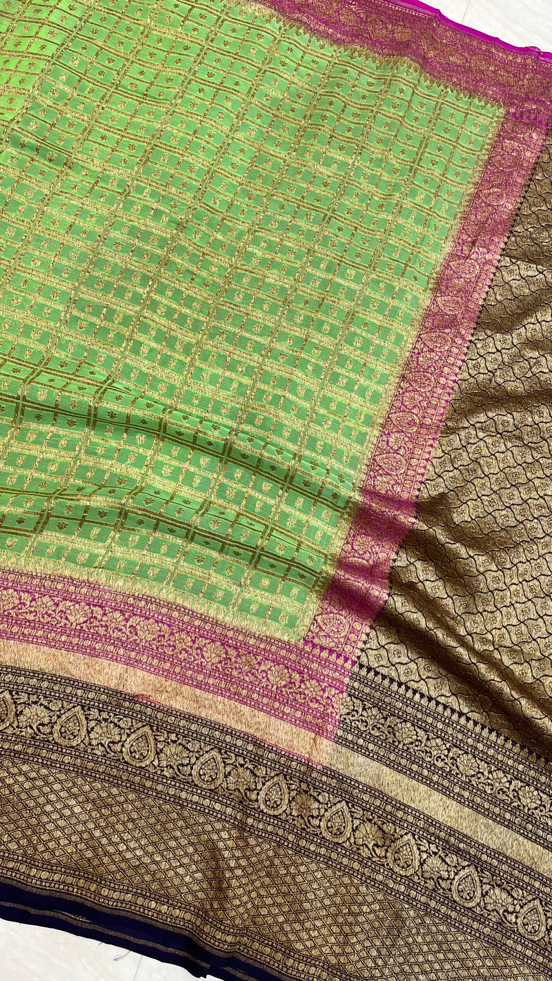 Khaddi Georgette Banarasi Saree -  Antique zari - The Handlooms