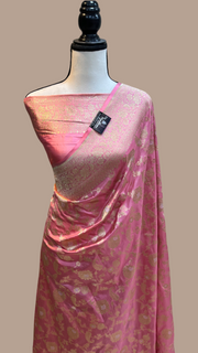 Pure Katan Silk Banarasi Handloom Saree - All over Sona Roopa Jaal work - The Handlooms