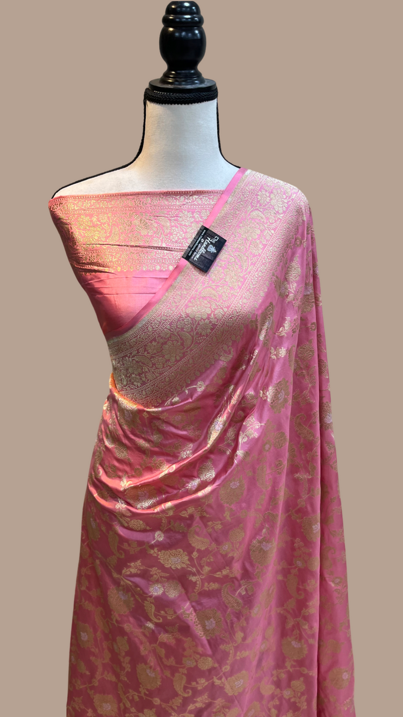 Pure Katan Silk Banarasi Handloom Saree - All over Sona Roopa Jaal work - The Handlooms