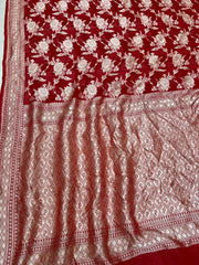 Khaddi Georgette Handloom Banarasi Saree - The Handlooms
