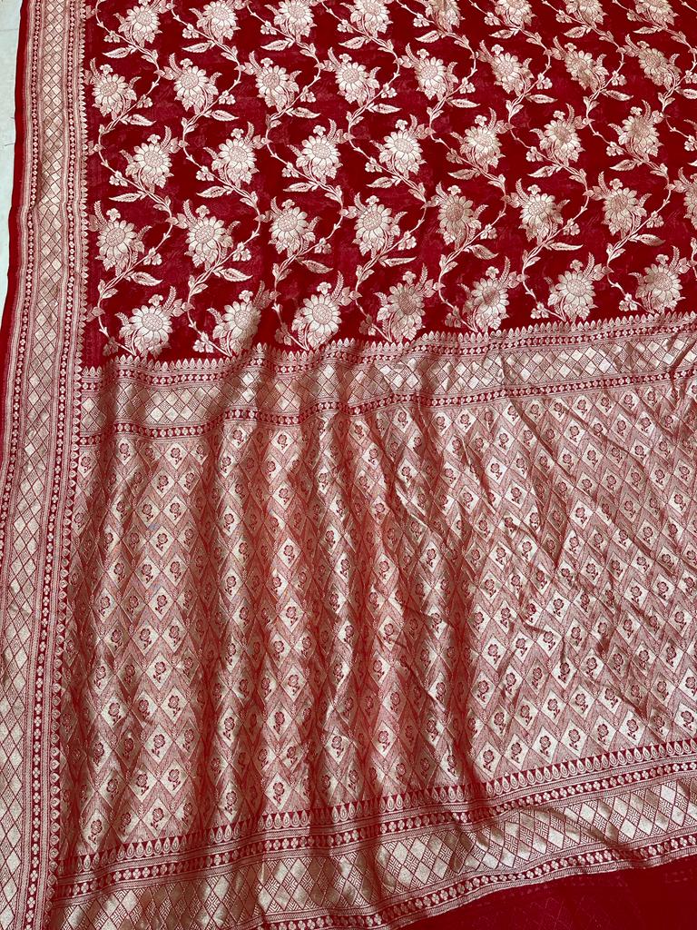 Khaddi Georgette Handloom Banarasi Saree - The Handlooms