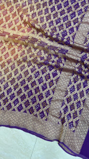 Pure Georgette Banarasi Bandhej Handloom Dupatta - Dual Shade - The Handlooms