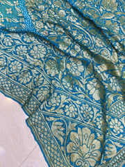 Pure Georgette Banarasi Bandhej Handloom Saree - The Handlooms