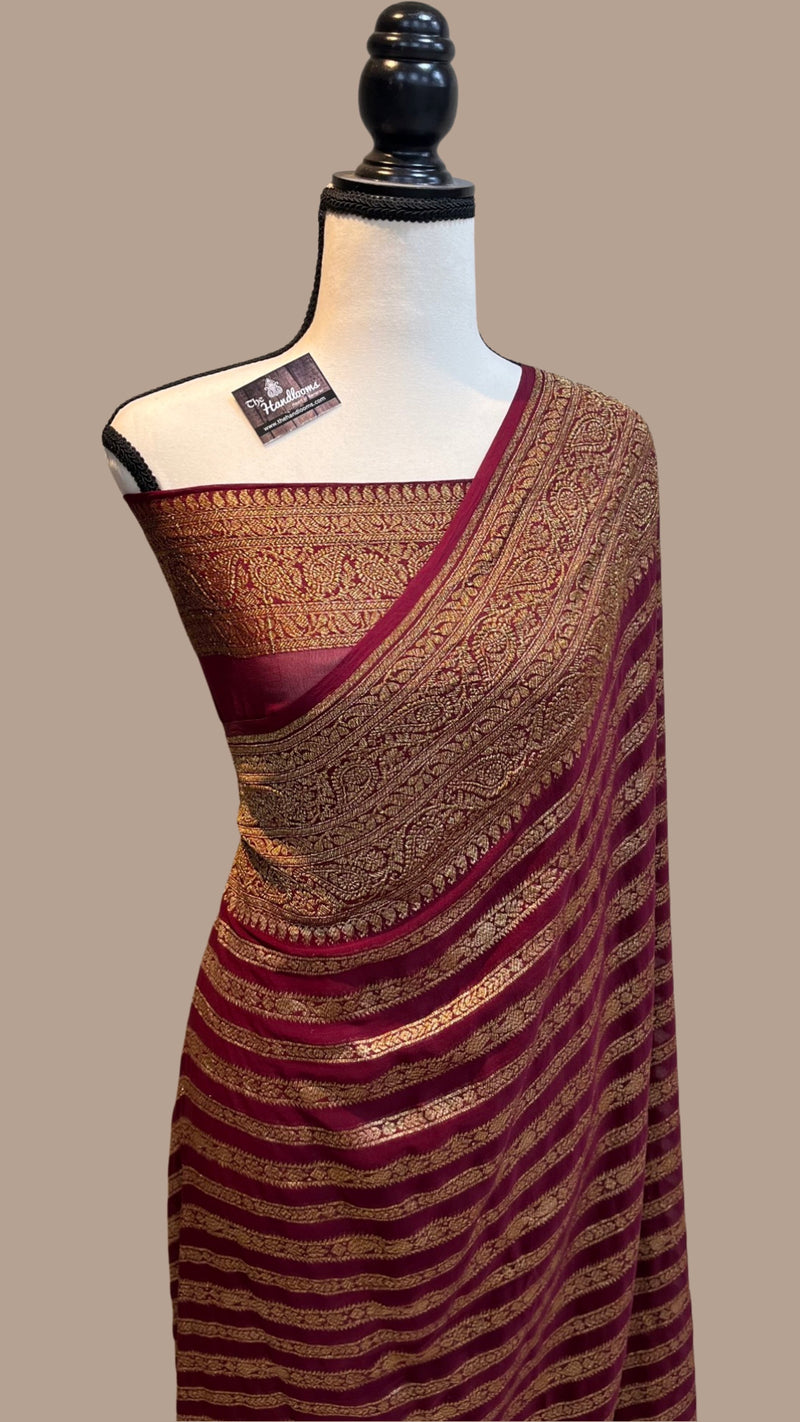 Khaddi Georgette Banarasi Saree -  Antique zari - The Handlooms