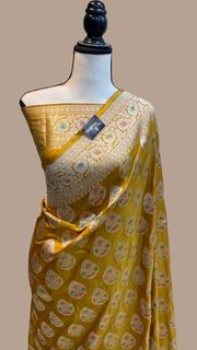 Pure Katan Silk Banarasi Handloom Saree - All Over Jaal Work - The Handlooms