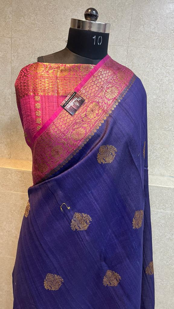 Pure Tussar Silk Handloom Banarasi Saree - The Handlooms