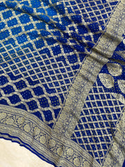 Pure Georgette Banarasi Bandhej Handloom Dupatta - Dual Shade - The Handlooms