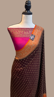 Khaddi Georgette Banarasi Saree -  Antique zari - The Handlooms