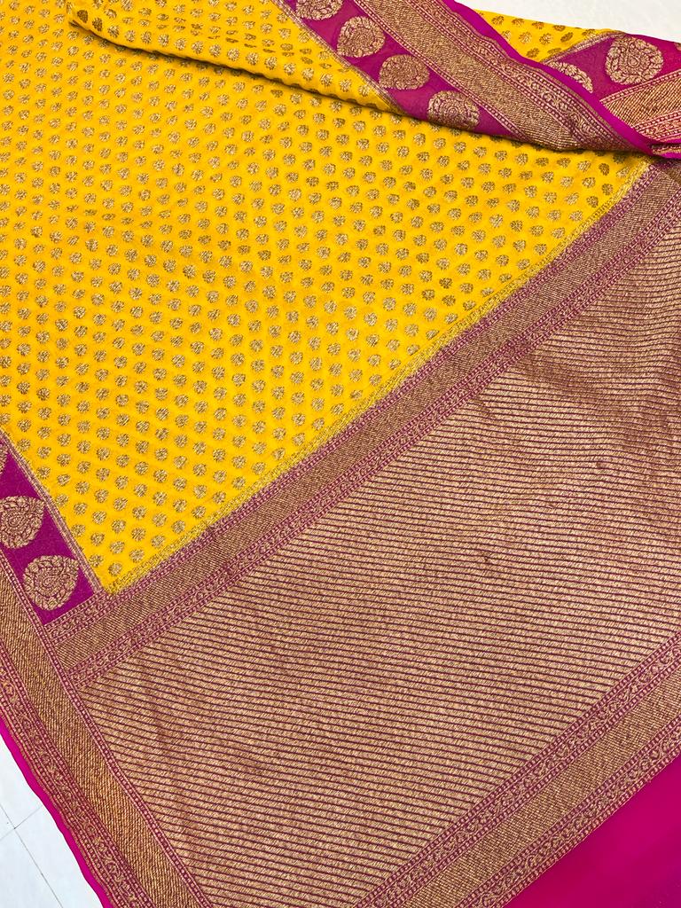 Khaddi Georgette Banarasi Saree -  Antique zari - The Handlooms