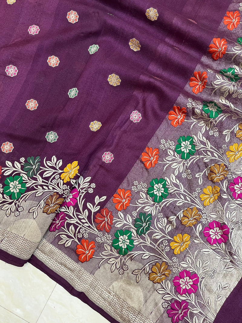Tussar Georgette Handloom Banarasi Saree - Tilfi - The Handlooms