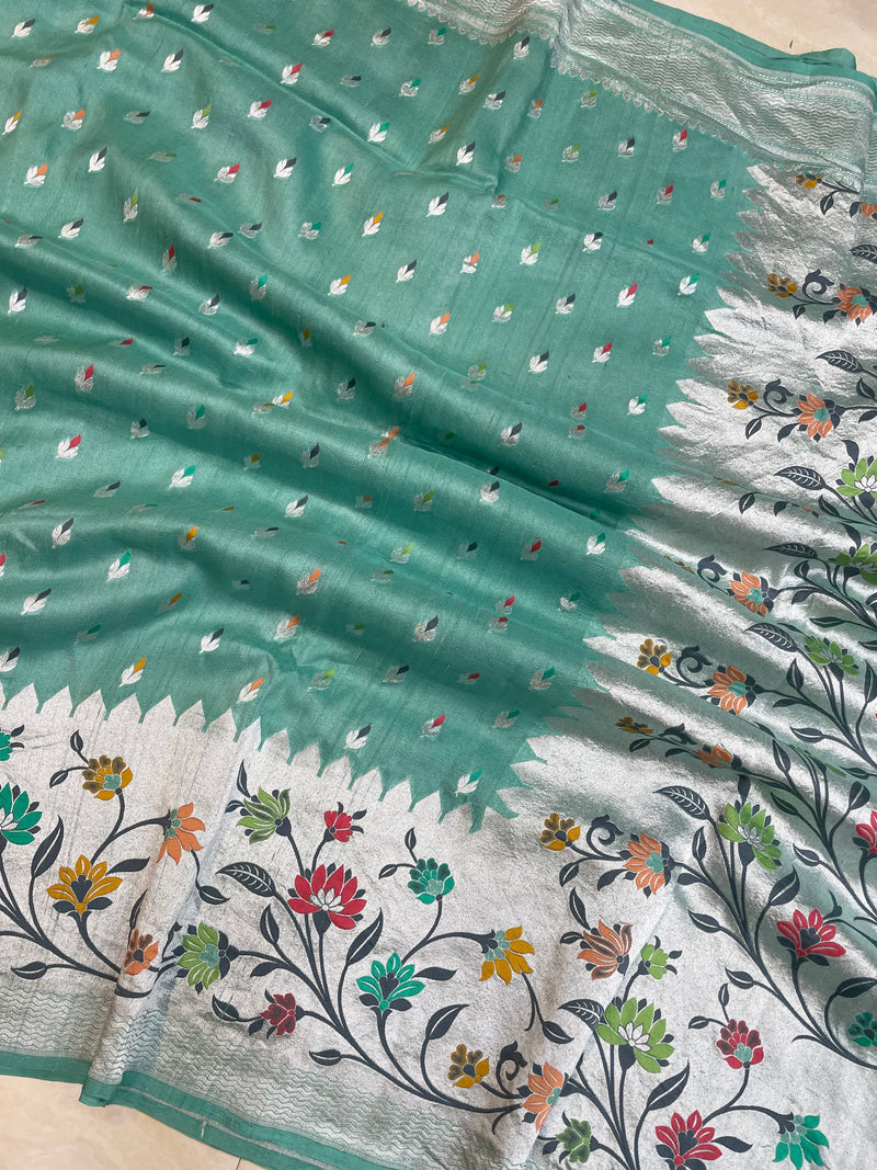 Pure Tussar Georgette Handloom Banarasi Saree - Tilfi - The Handlooms